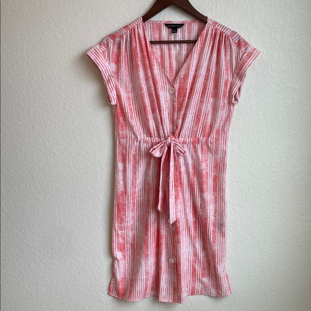 Rock & Republic Coral and White Striped Shirt • S